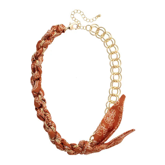 Maddie Chain Scarf Necklace in Burnt