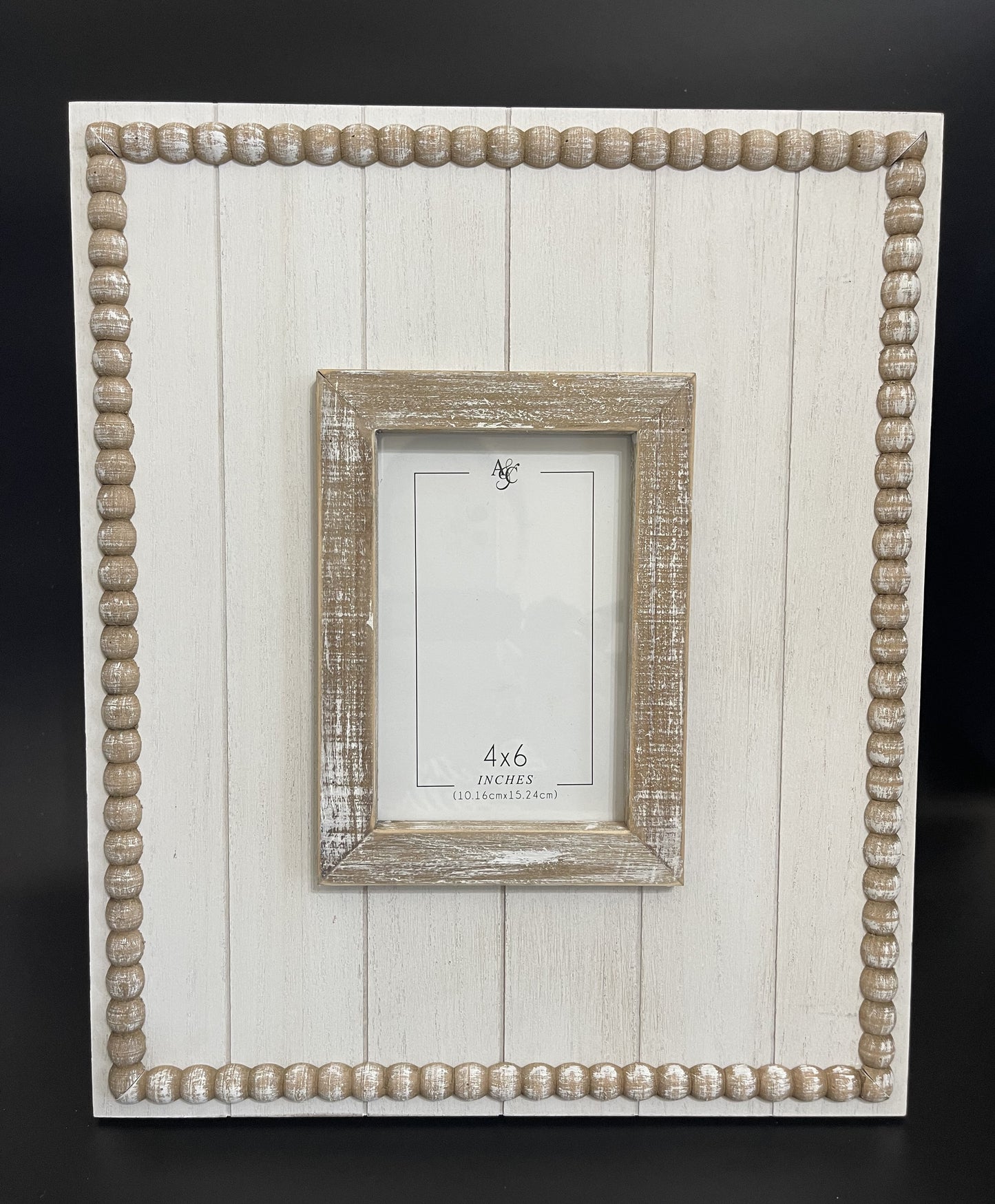 Wood Beaded Photo Frame